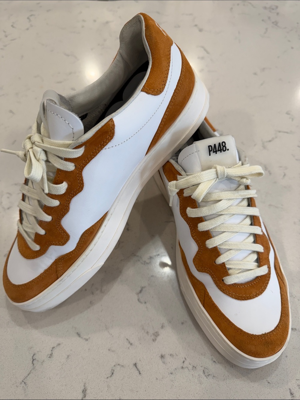 P448 Bali Terra Sneakers White Orange Suede Leather Italy NWT Women's 10 - Picture 7 of 10